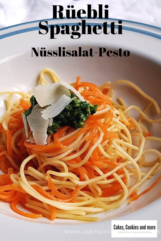 Rezept für Rüebli Spaghetti mit Nüsslisalat-Pesto