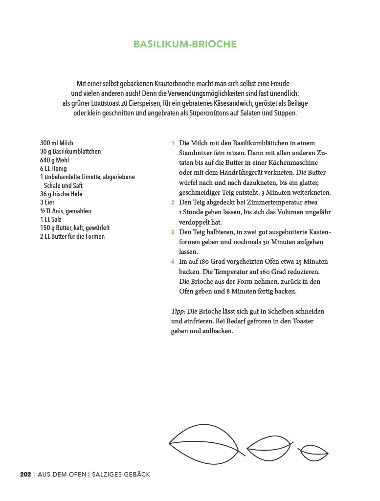 Rezept für Basilikum-Brioche aus dem Buch "Einfach Tanja", AT Verlag