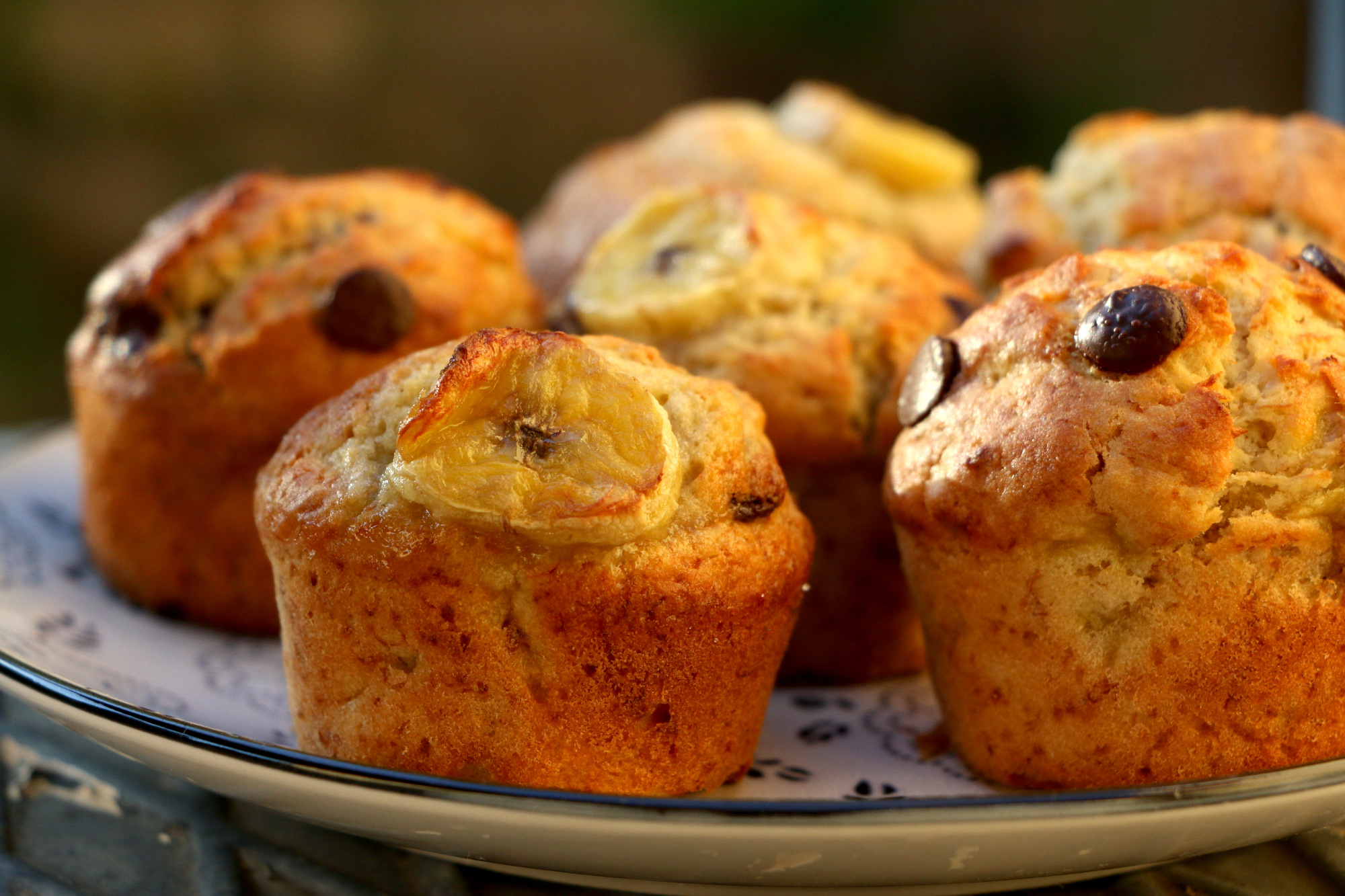 Bananenmuffins aus reifen Bananen mit Schokolade